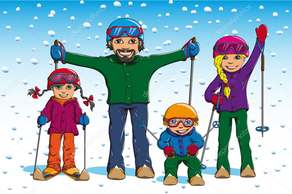 Картинки по запросу "лыжники семья"